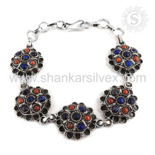 Spectaculaire Lapis, Bracelet en pierres précieuses en corail Bijoux en argent sterling 925 Bijoux en ligne Jaipur en ligne